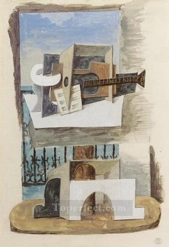 パブロ・ピカソ Painting - 窓の前の静物画 3 1919 キュビスト パブロ・ピカソ
